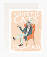 "You're the Cat's Pajamas," Rifle Paper Co. Blank Greeting Card "You're the Cat's Pajamas," Rifle Paper Co. Blank Greeting Card