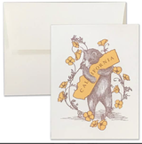Poppy & California Bear Hug Letter Press Blank Greeting Card Poppy & California Bear Hug Letter Press Blank Greeting Card