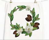 Magnolia Wreath Honey Brush Design Tea Towel Magnolia Wreath Honey Brush Design Tea Towel
