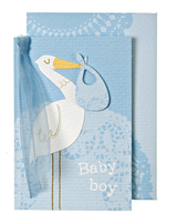 Blue Stork "Baby Boy," Mini Card Blue Stork "Baby Boy," Mini Card