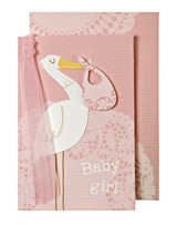 Pink Stork "Baby Girl," Mini Card