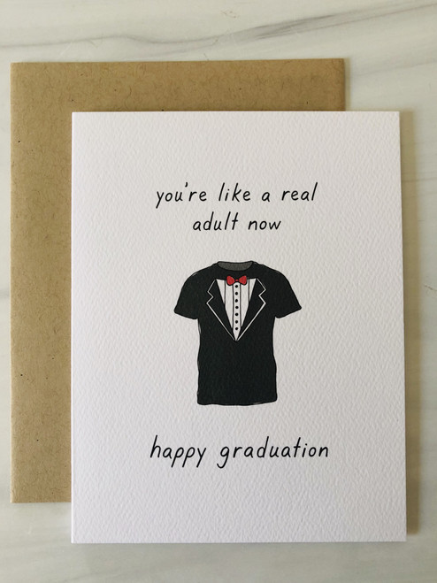Tuxedo Shirt Graduation, Blank Greeting Card