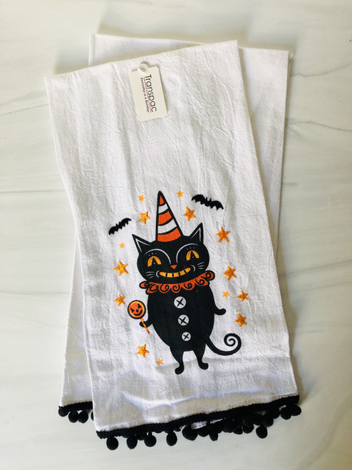 Witch or Black Cat Halloween Tea Towel--CHOOSE