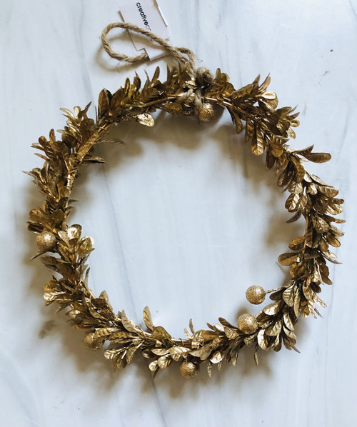Faux Wreathe, Gold Finish--CHOOSE SIZE