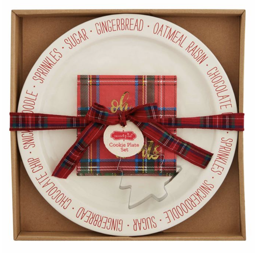 Tartan Cookie Plate Set with Cutter