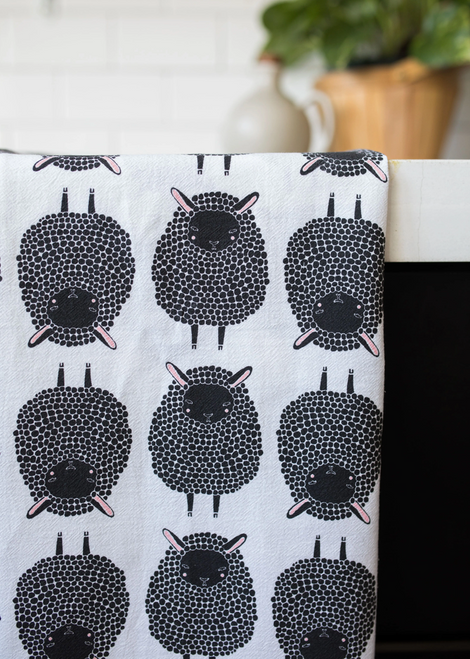 Black & White Sheep, Gingiber Tea Towel