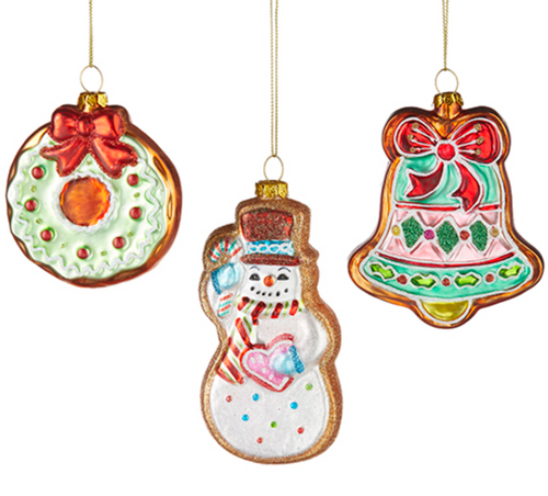 Decorated Holiday Sugar Cookie Glass Ornament--CHOOSE DESIGN