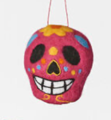 Wool Felt Sugar Skull Ornament, Assorted Colors