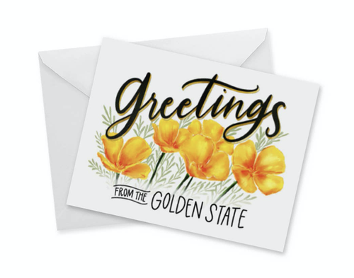 Poppies, Greetings from the Golden State, Blank Greeting Card