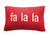 "fa la la" Red & White Knit Lumbar Pillow, 24"x16"
