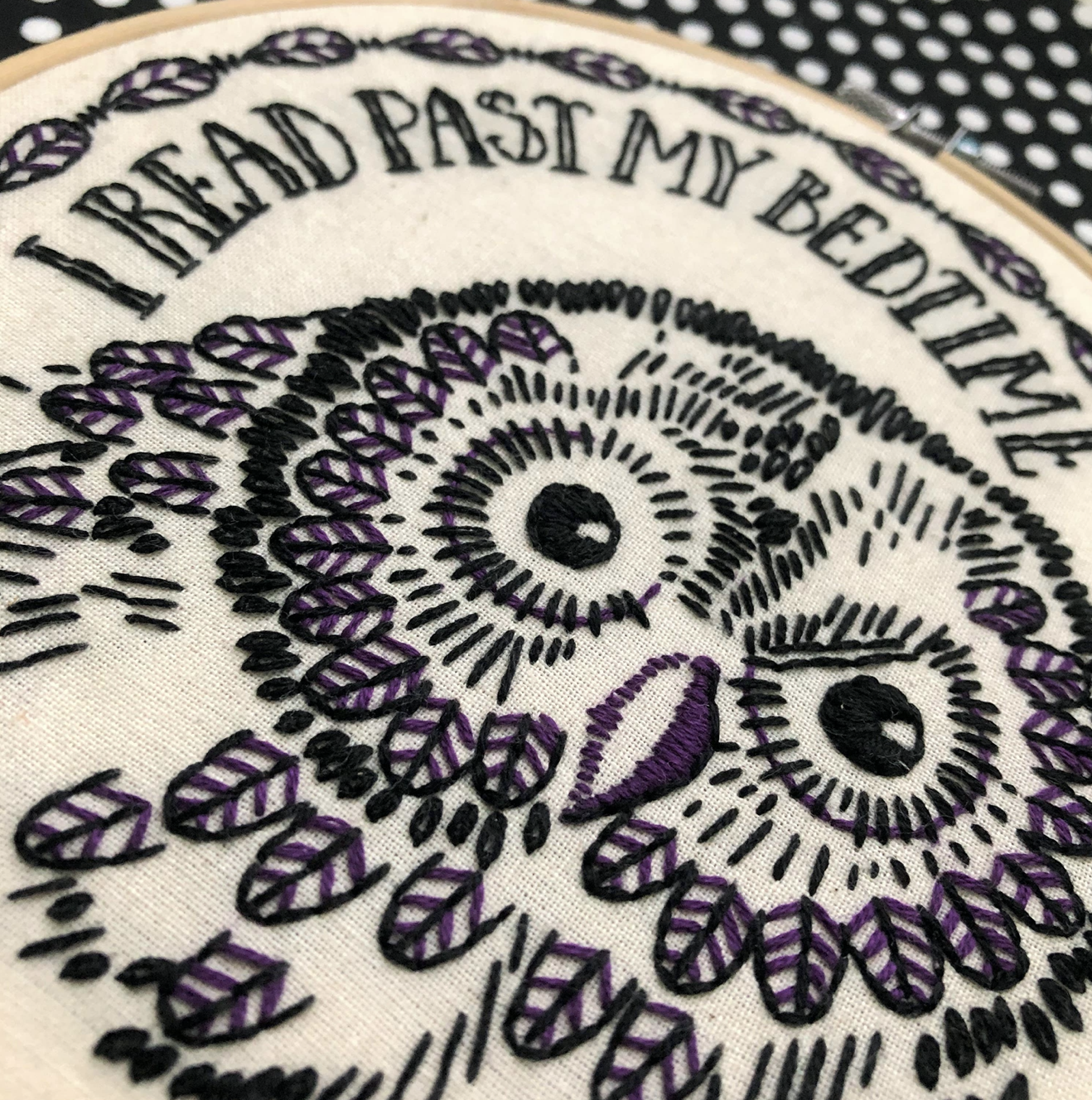 "I Read Past My Bedtime" Owl Embroidery Kit