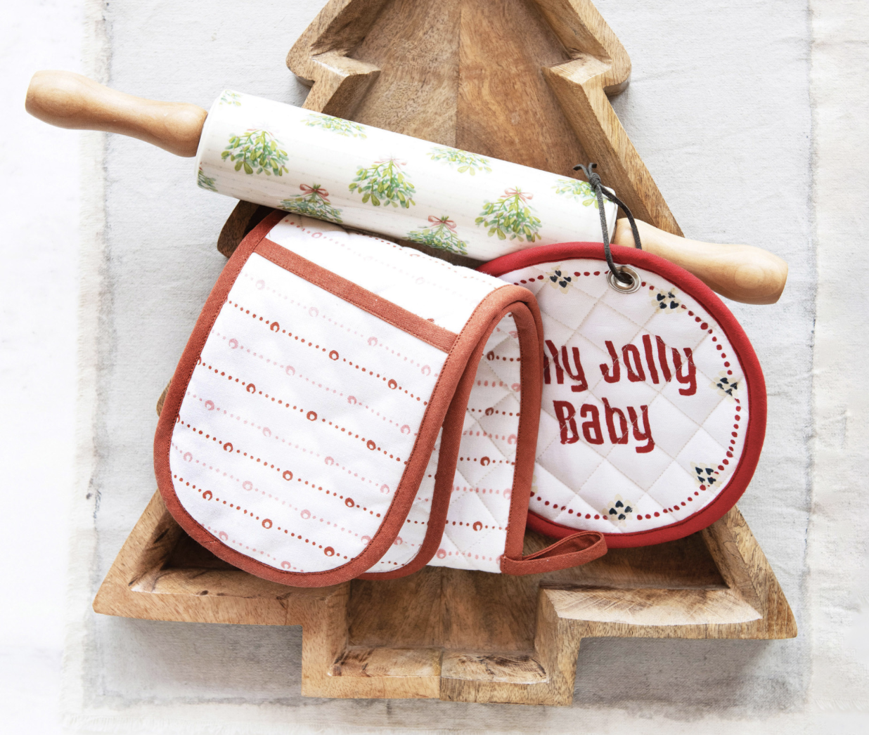 "Holly Jolly Baby" Cotton Potholder, 8"