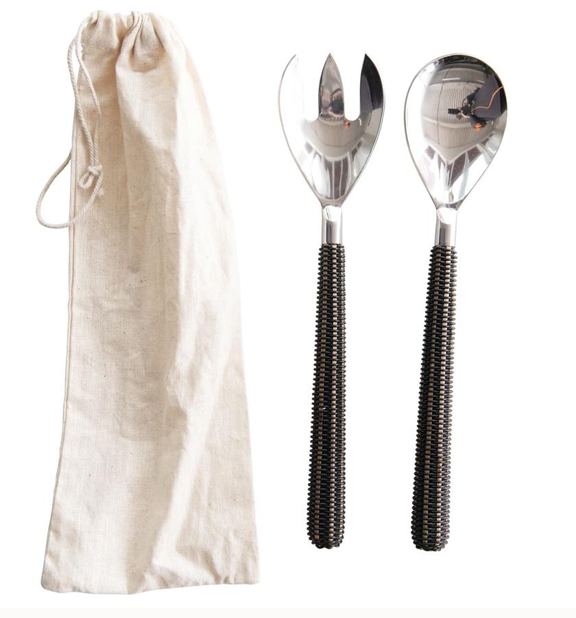 Stainless Steel Servers with Woven Handles, set/2