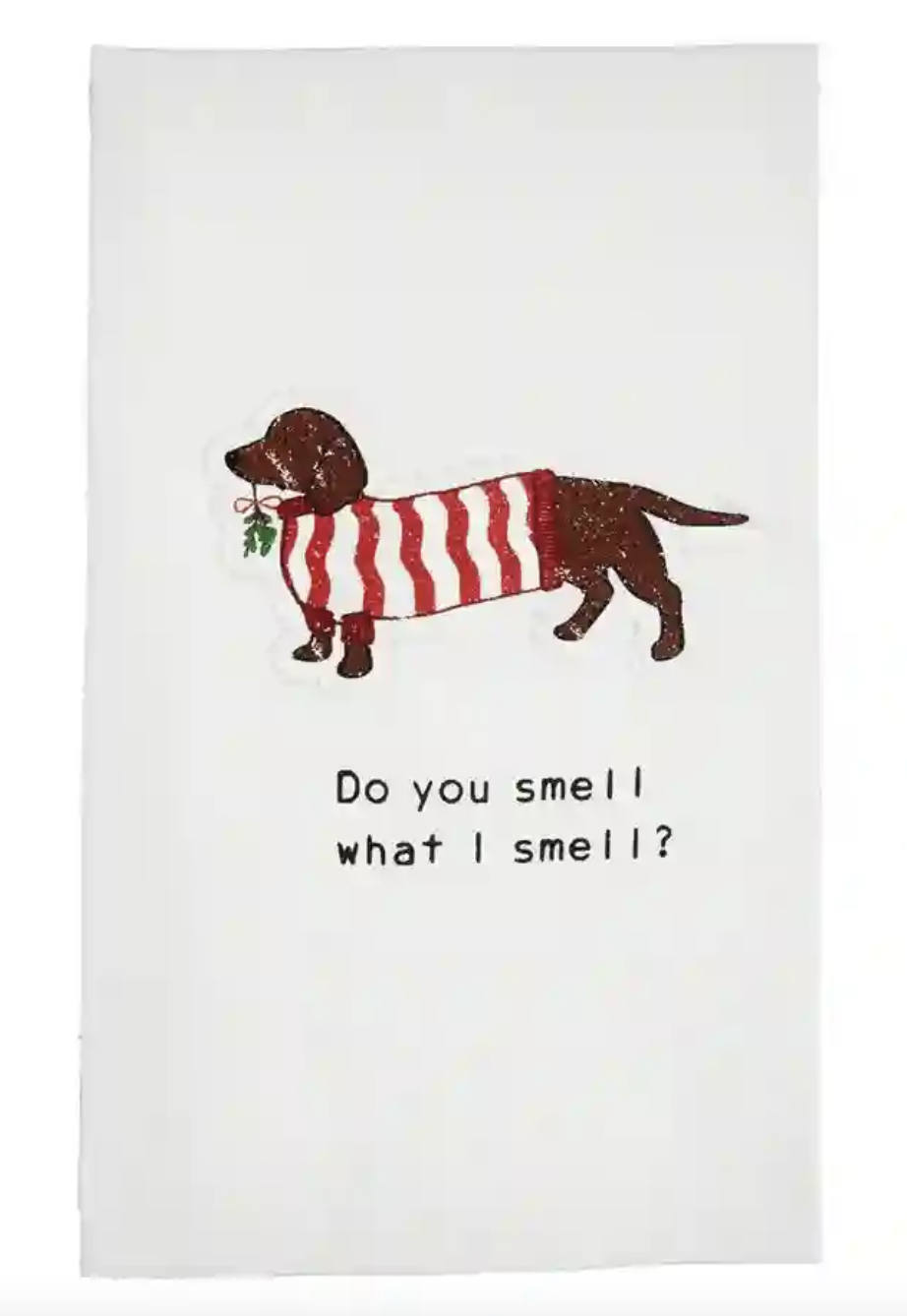 Pups Holiday Appliquéd Tea Towel--CHOOSE DESIGN