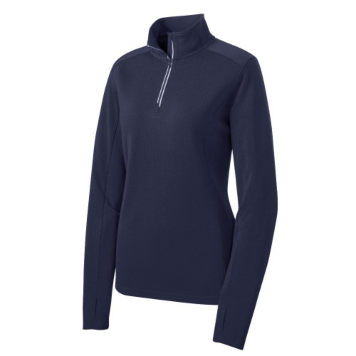 Embroidered Ladies Textured 1/4 Zip Pullover-TI