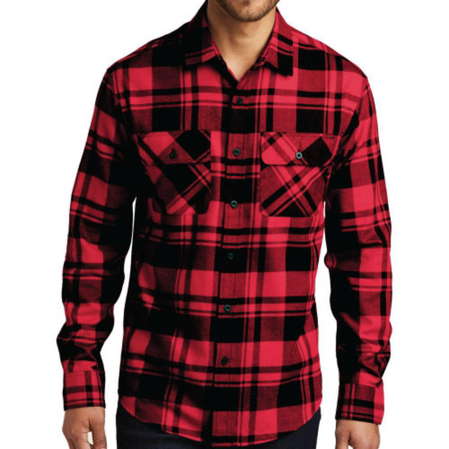 Embroidered Plaid Flannel Shirt-TI