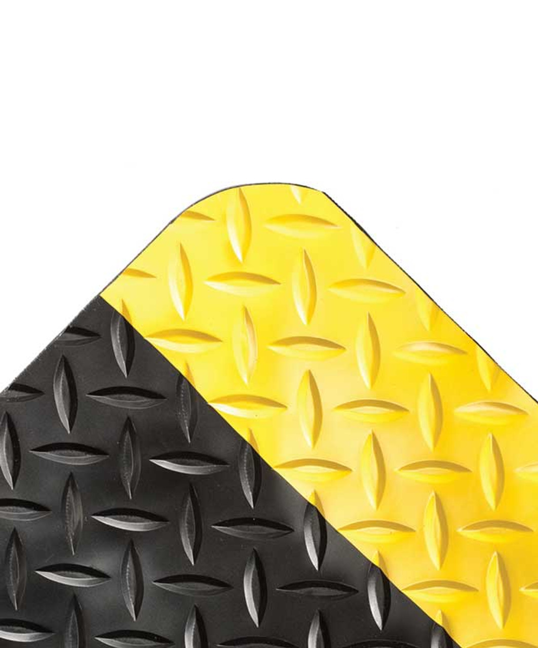 Wearwell Diamond-Plate SpongeCote Anti-fatigue Mat - Black w/Yellow