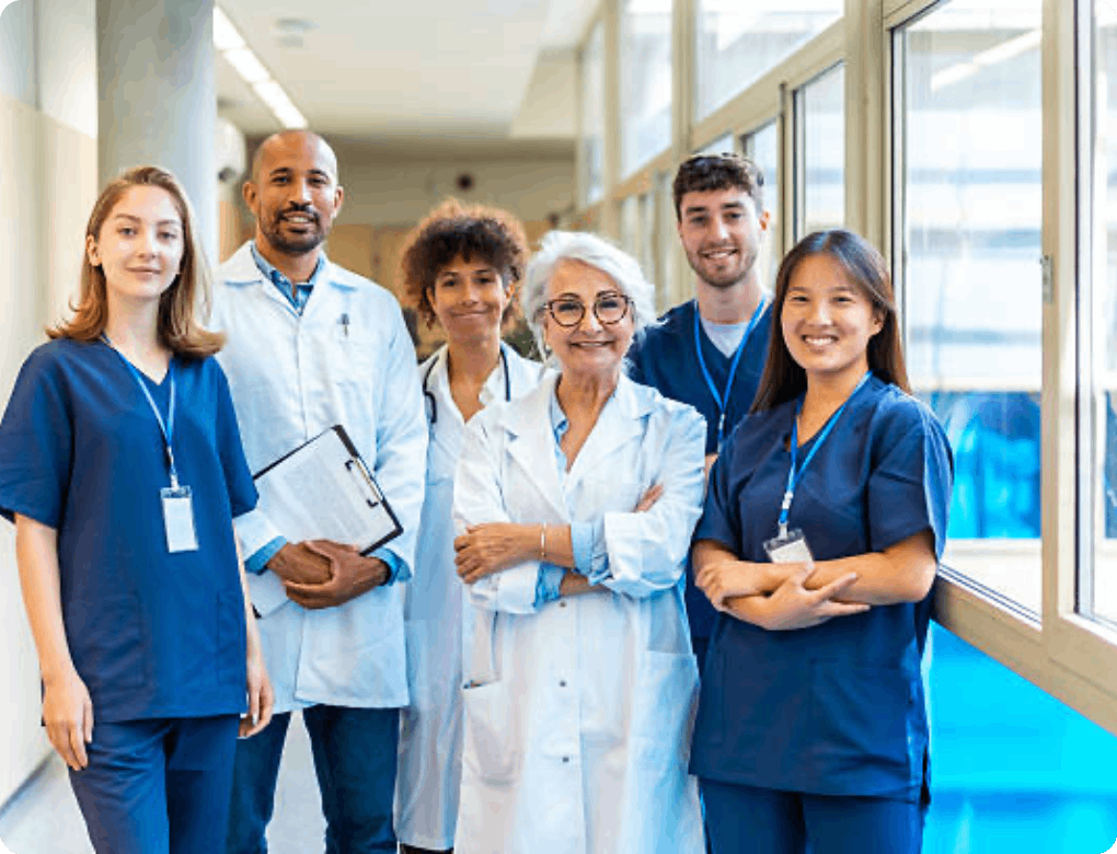 Pharmacy staff working in a pharmacy environment