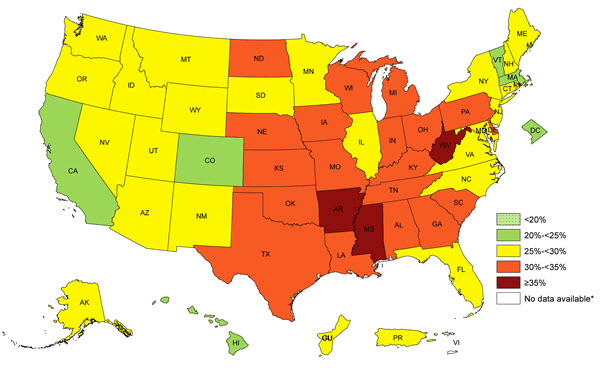 cdc map obesity 