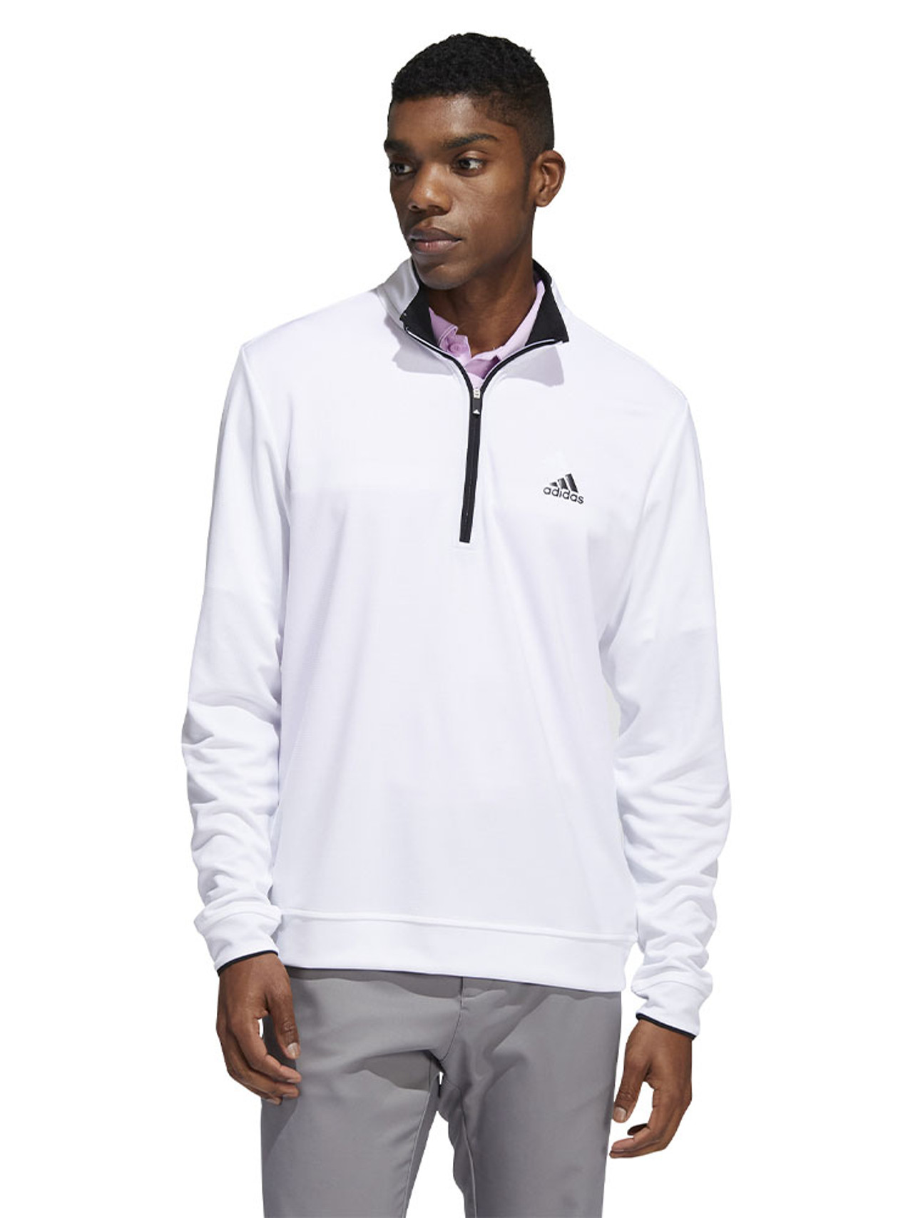 adidas Quarter-Zip Pullover - White | GolfBox