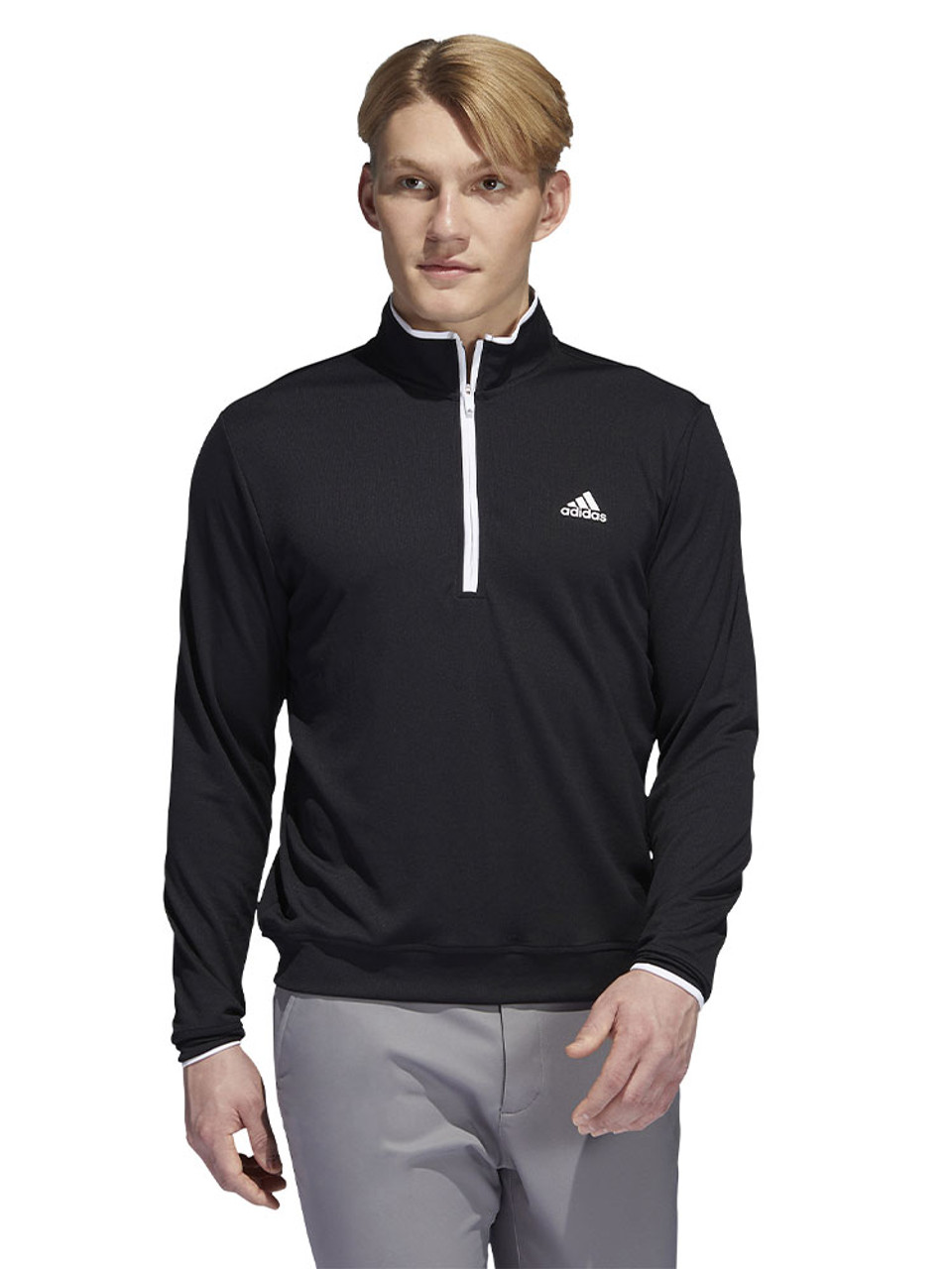 adidas Quarter-Zip Pullover - Black/White | GolfBox