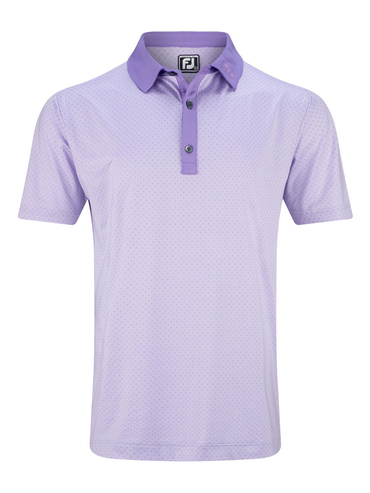 FootJoy Lisle Microflower Print Golf Shirt (Athletic Fit) Lavender/Purple
