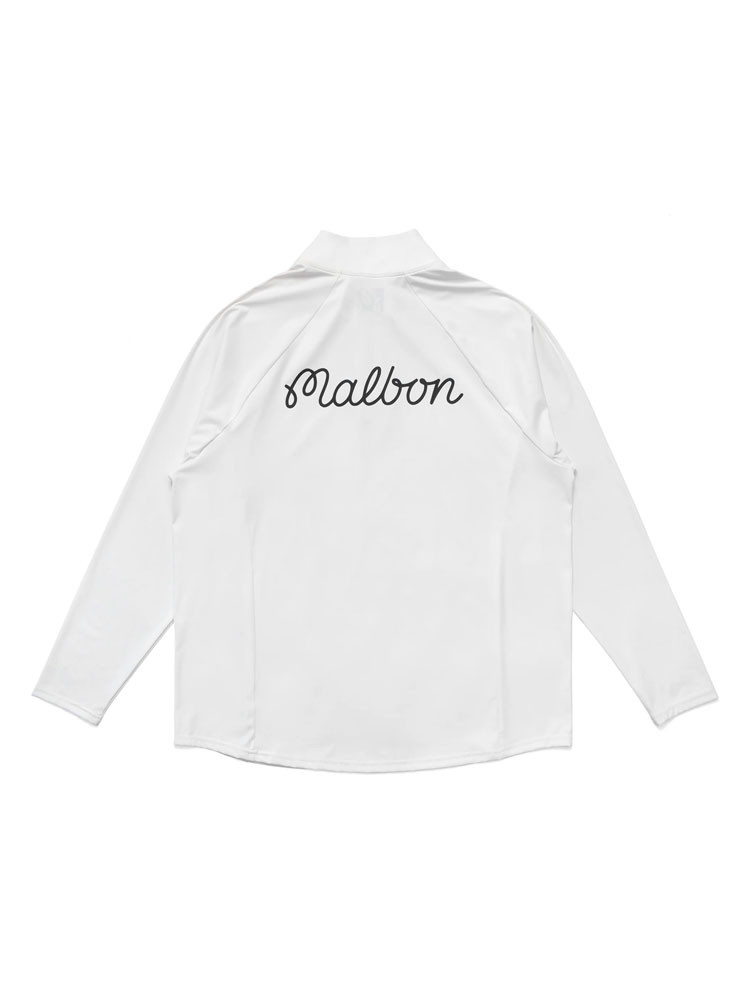Malbon Golf Performance Zip Raglan Polo - White
