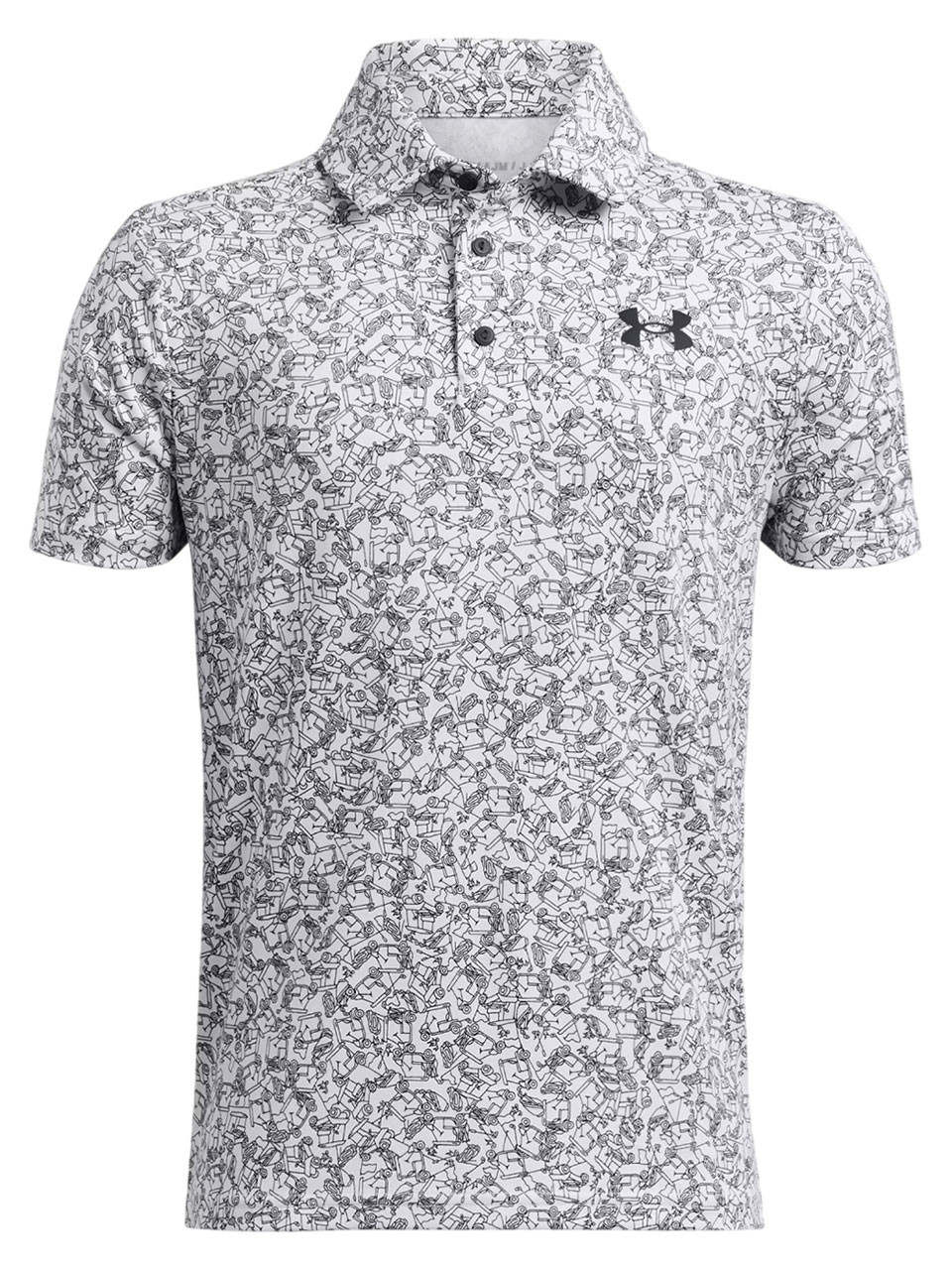 Under Armour JR Boys Playoff Printed Polo White/Black