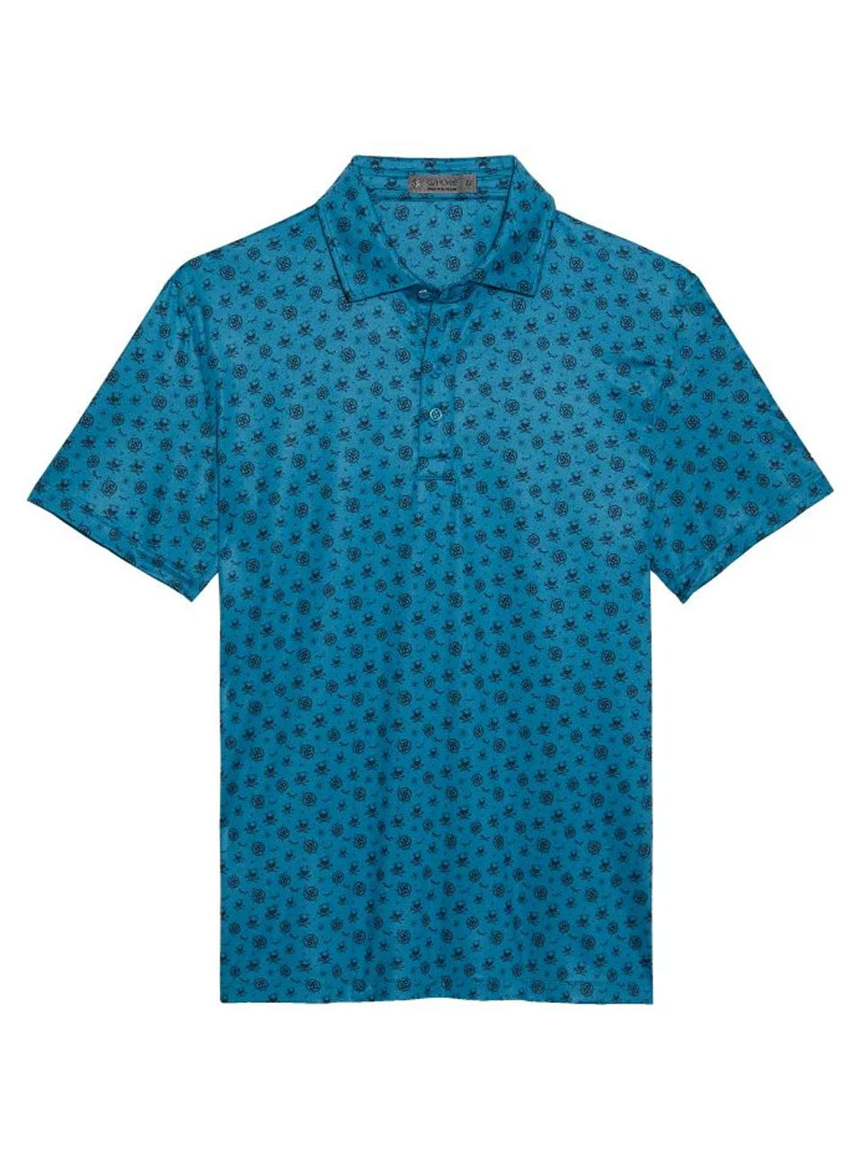 G/FORE Skull & T's Sketch Tech Jersey Slim Fit Polo - Petrol
