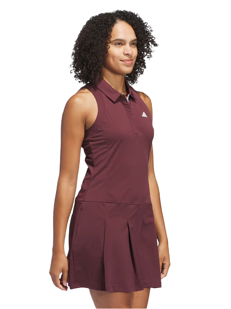 adidas Womens Ultimate365 Tour Twistknit Pleated Dress - Aurora Ruby