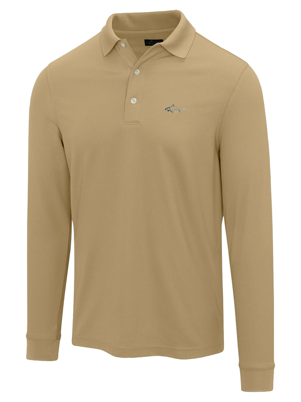 Greg Norman Long Sleeve Pique Shark Polo Warm Sand