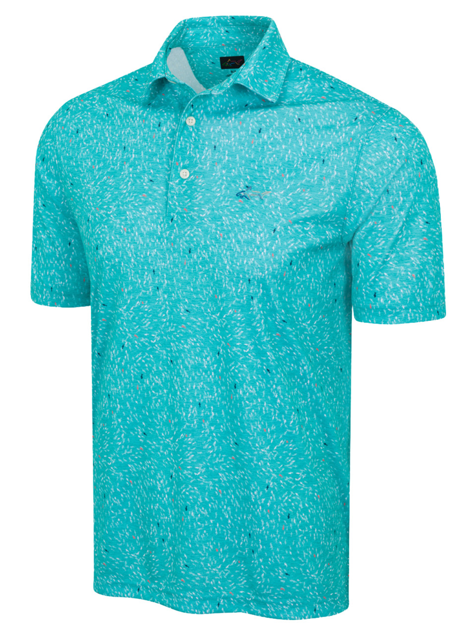 Greg Norman Shark Frenzy Print Polo Aquamarine
