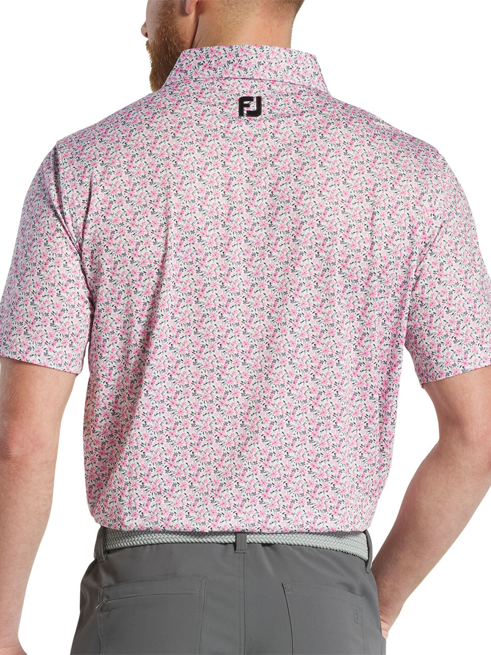 FootJoy Allover Floral Print Lisle Polo Shirt (Athletic Fit