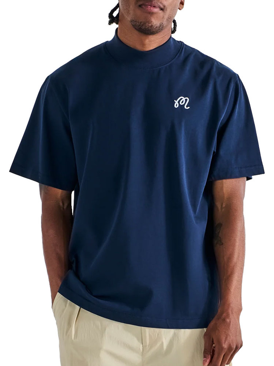 Malbon Mare Mockneck Tee - Navy | GolfBox