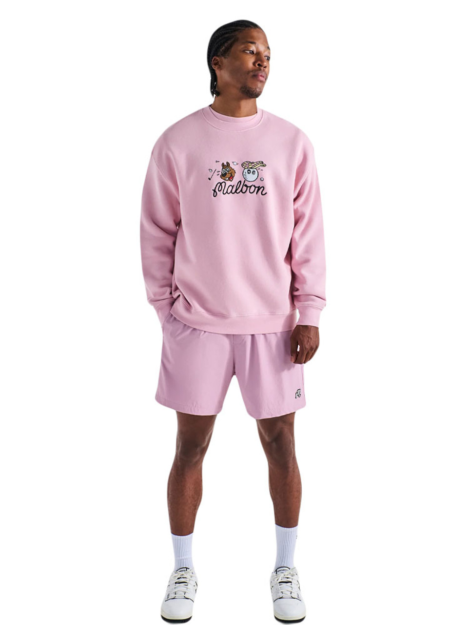 Malbon Two Man Scramble Crew Fleece - Pink | GolfBox Malbon Two Man Scramble Crew Fleece - Pink | GolfBox