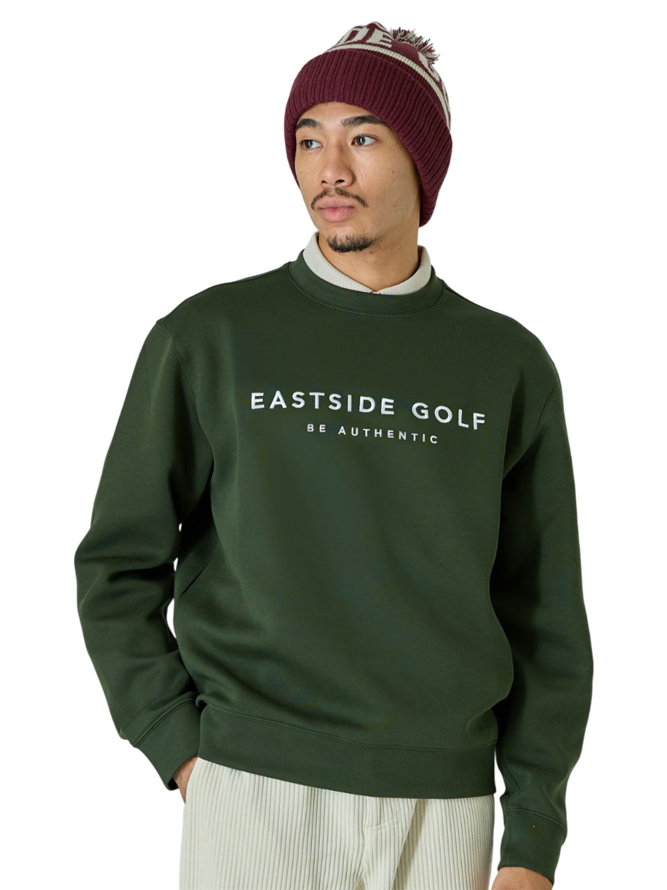 Eastside Golf LS Double Knit Crew - Hunter Green