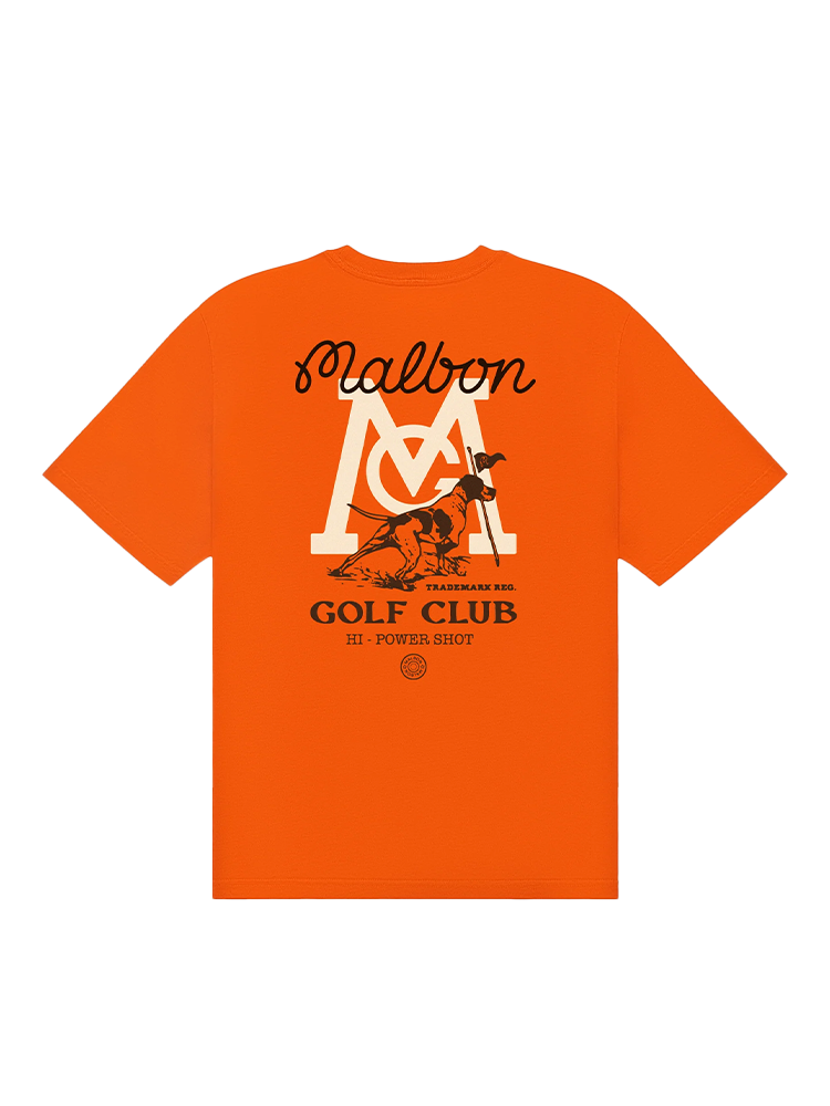 □Malbon Golf□ Malbon Bucket Point Round T-shirt ORANGE MAN 