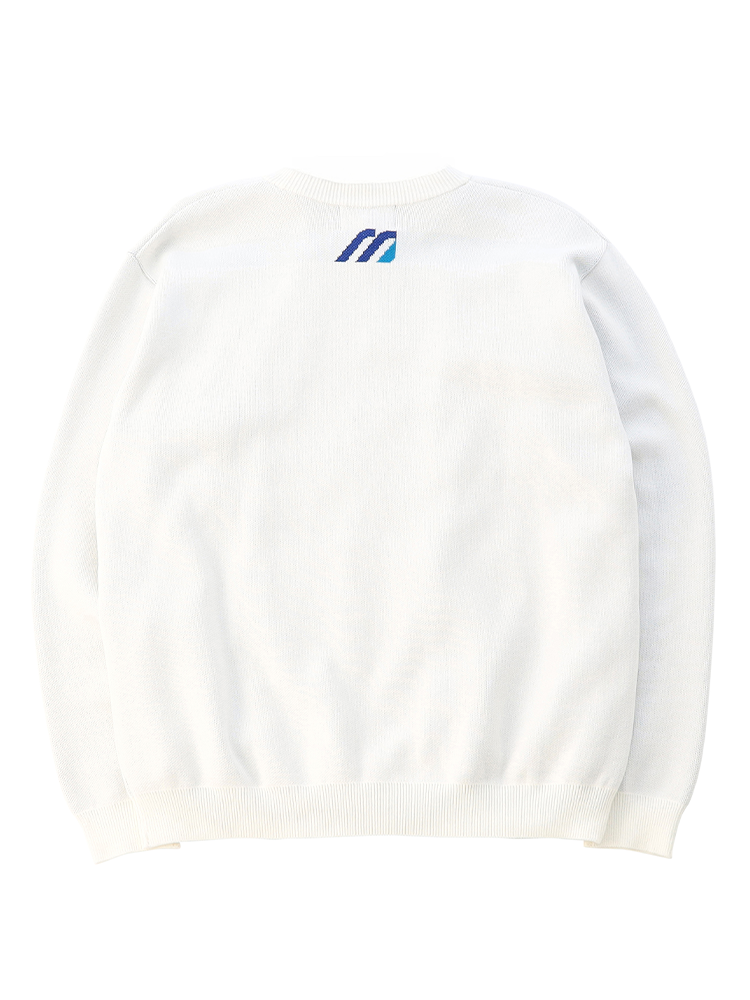 Mizuno Monogram M Crew Neck Sweater - White | GolfBox