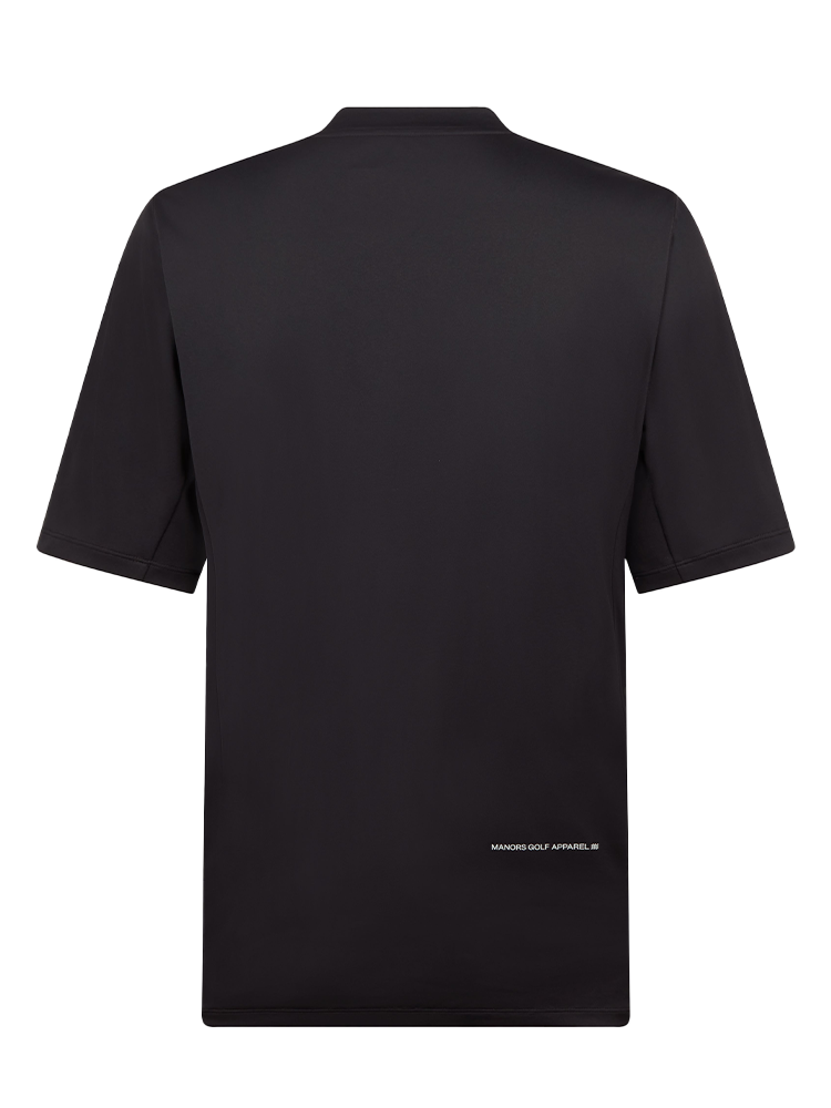 Manors Golf Course Mock Neck Polo - Black | GolfBox