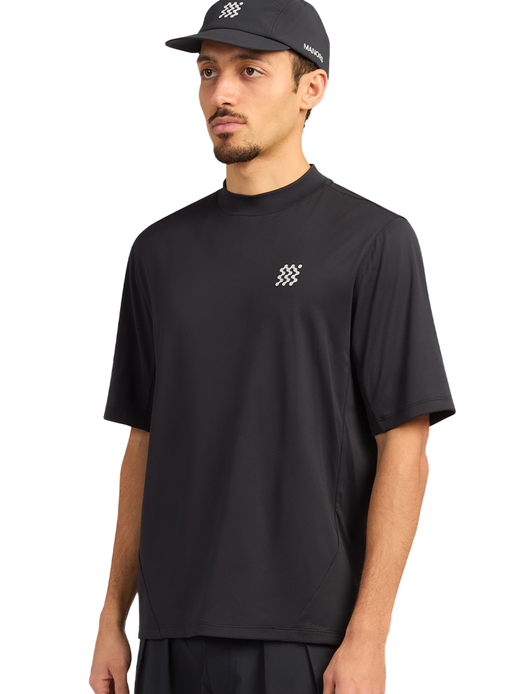 Manors Golf Course Mock Neck Polo - Black | GolfBox