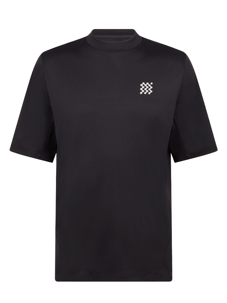 Manors Golf Course Mock Neck Polo - Black | GolfBox