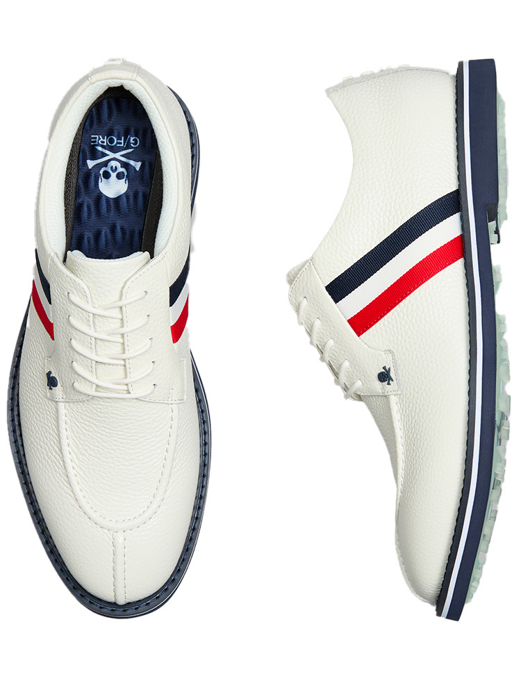 G/FORE GALLIVANTER Split Toe Grosgrain Leather Golf Shoes - Snow