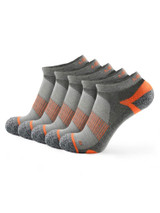 Meikan 5 Pack Low Cut Performance Sports Socks - Grey/Orange