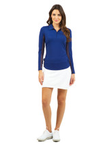 IBKUL Adjustable Long Sleeve Zip Polo - Navy