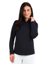 IBKUL Solid Long Sleeve Mock Neck Top - Black