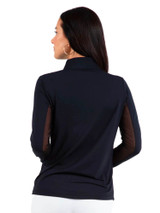 IBKUL Solid Long Sleeve Mock Neck Top - Black