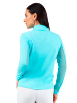 IBKUL Solid Long Sleeve Mock Neck Top - Seafoam