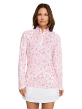 Puma Women's YouV Mariposa Golf 1/4 Zip - Strawberry Burst/Bold Blue