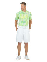 IBKUL Pot of Gold Print Short Sleeve Polo - Green