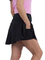 IBKUL Solid Flounce Skort (16.25") - Black